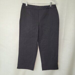 Peck & Peck Capri Pant Womens 8 Black Solid Textured Minimalist Capsule Side Zip